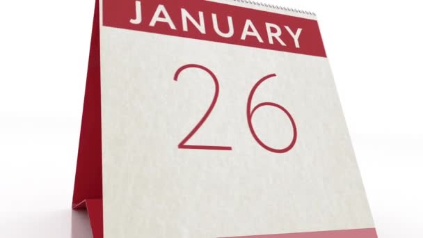 27 gennaio data. modifica del calendario al 27 gennaio animazione — Video Stock