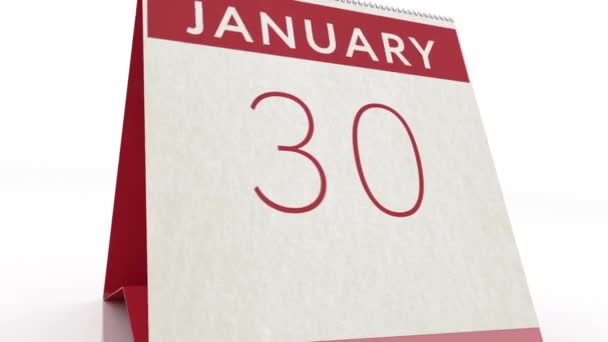 January 31 date. calendar change to January 31 animation — Stock Video