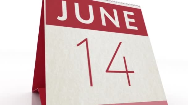 15 giugno data. modifica del calendario al 15 giugno animazione — Video Stock