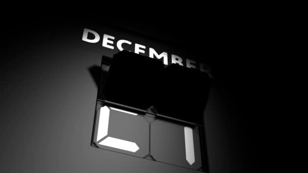 22 december datum. digitale kalender wijzigen naar 22 december animatie — Stockvideo