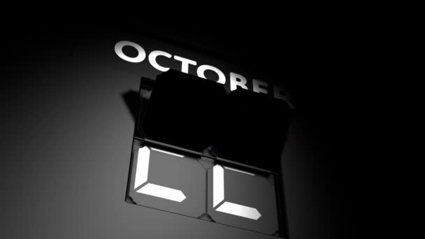 23 oktober datum. digitale kalenderwijziging naar 23 oktober animatie — Stockvideo