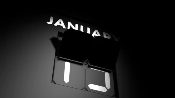 20 de Janeiro. mudança de calendário digital para animação de 20 de janeiro — Vídeo de Stock