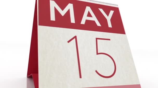 Ημερομηνία 16 Μαΐου. αλλαγή ημερολογίου σε 16 Μαΐου animation — Αρχείο Βίντεο