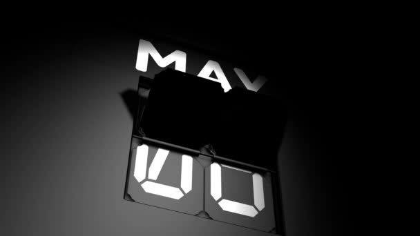 9 de Maio. mudança de calendário digital para animação de 9 de maio — Vídeo de Stock