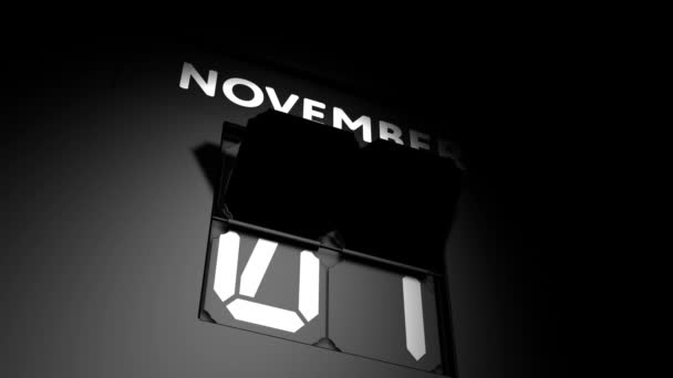 Fecha del 2 de noviembre. cambio de calendario digital a la animación del 2 de noviembre — Vídeo de stock
