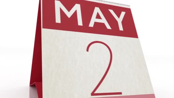 May 3 date. calendar change to May 3 animation — Stock video