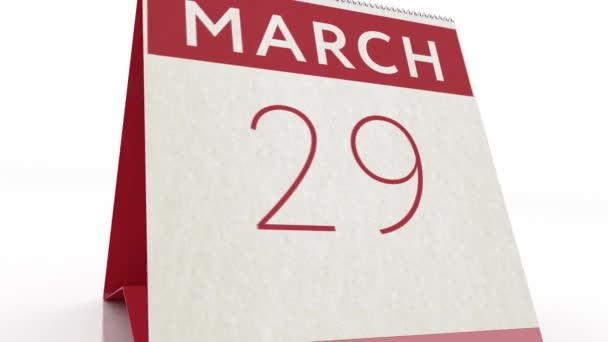 Fecha del 30 de marzo. cambio de calendario a animación del 30 de marzo — Vídeos de Stock