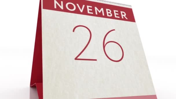 Fecha 27 de noviembre. cambio de calendario a la animación del 27 de noviembre — Vídeo de stock