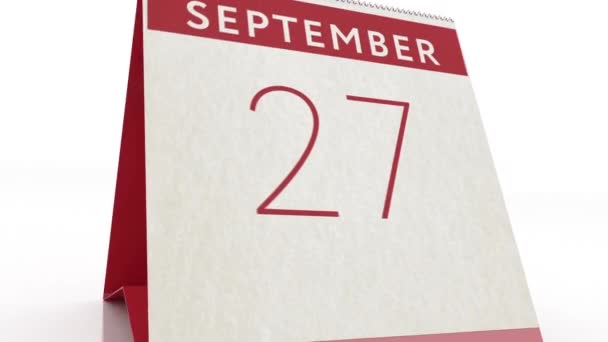 28 Σεπτεμβρίου. αλλαγή ημερολογίου στις 28 Σεπτεμβρίου animation — Αρχείο Βίντεο