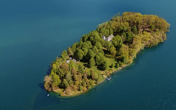 Art of island in Slovakia. Amazing little island on a lake.