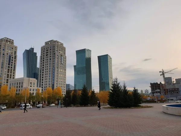 Skyscrapers Modern Buildings Nur Sultan Kazakhstan — Stock Photo, Image