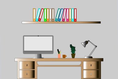 bilgisayar masadaki simge üzerinde çalışıyor