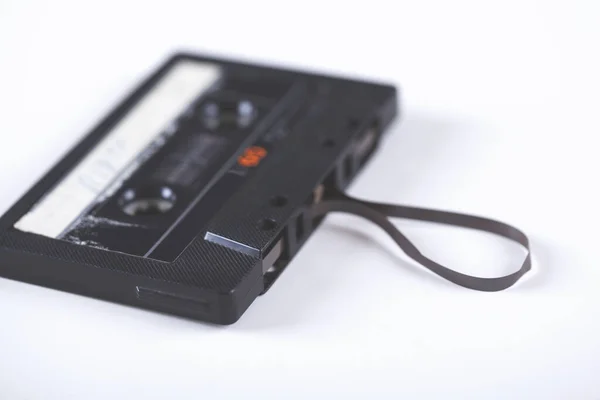 Cassette retro tape on the white table background — Stock Photo, Image