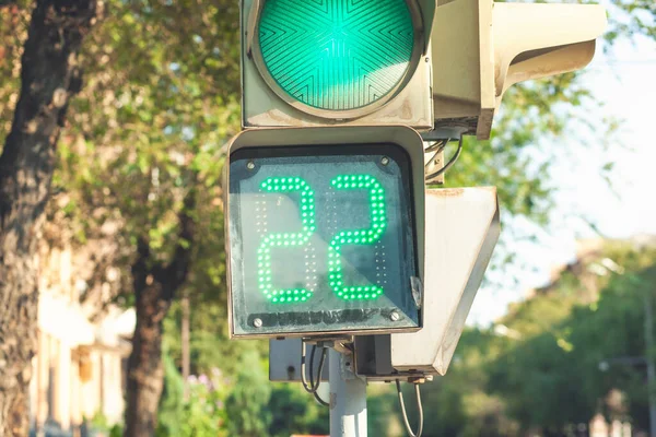 Green traffic light in the big city