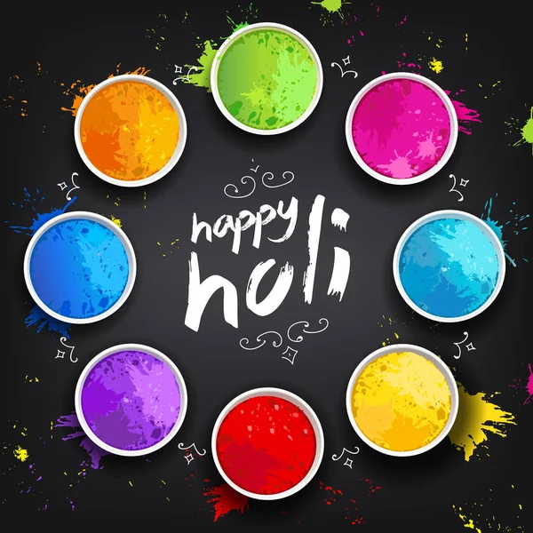 Happy holi elementos vetoriais para o projeto do cartão — Vetor de Stock