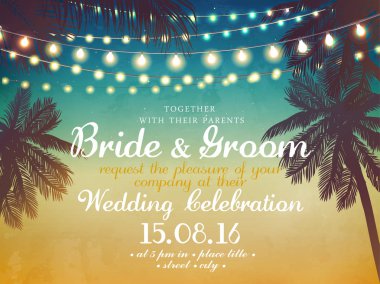 Dekoratif tatil ışıklar. Arka planda beach tarzı