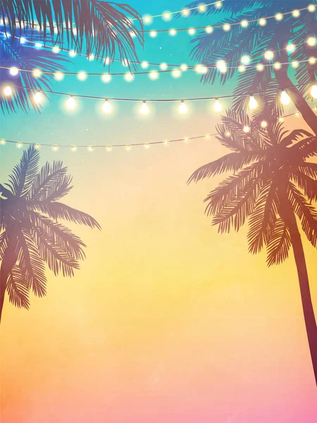 Dekoratif tatil ışıklar. Arka planda beach tarzı — Stok Vektör