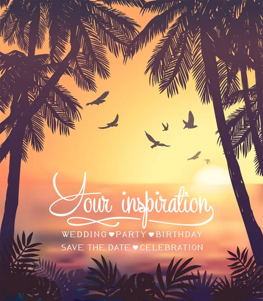 Zomer inspiratie kaart voor Beach Tropical Party uitnodiging — Stockvector