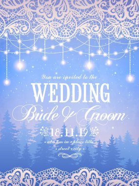 Holiday lights with floral lace background