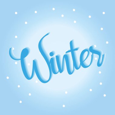 Kış ve Noel tebrik kartı şablonu, açık mavi arkaplanlı kar yağışı metni. Tişört, pster, pankart, hatıra ve kart için..