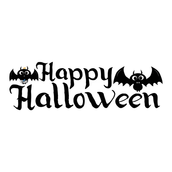 Happy Halloween Text Cute Bats Good Greeting Card Poster Gifts — Stock Vector