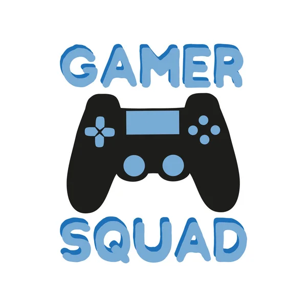 Gamer Squad Text Black Controller Good Textile Shirt Banner Poster — стоковый вектор