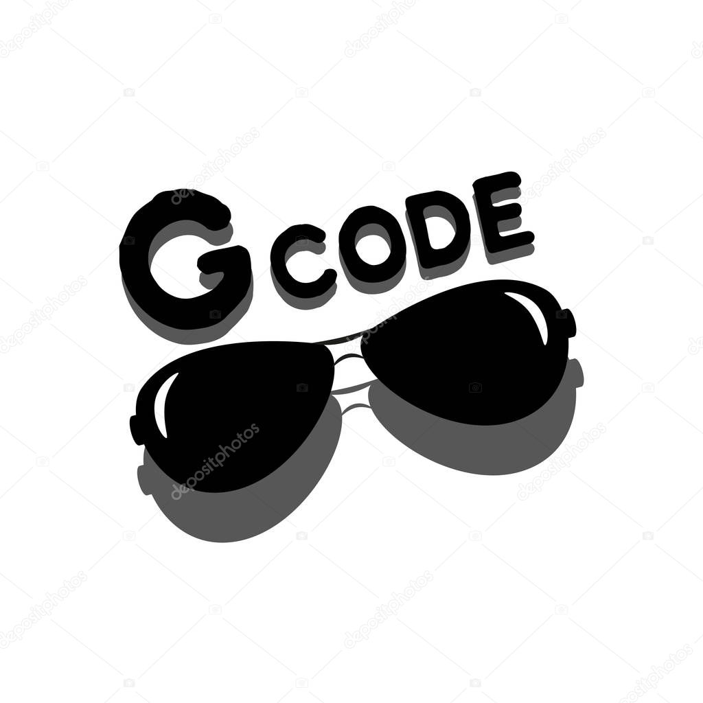 G code- funny text, with black sunglasses, on white backroud. Good design for T-shirt, banner, poster, prit on mug, and gifts.