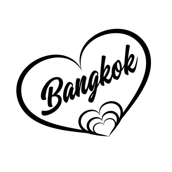 Bangkok Caligrafía Manuscrita Con Letras Corazón Para Diseñar Tarjetas Felicitación — Vector de stock