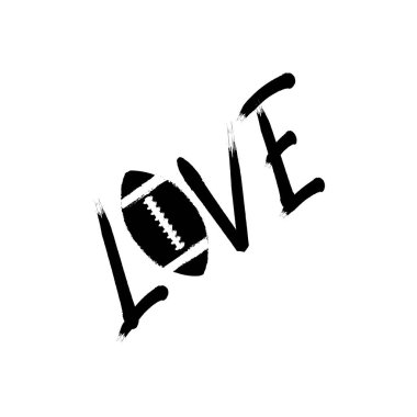 Aşk metni, el yapımı fırça kaligrafisi, Amerikan futbolu vektör grafikleri.