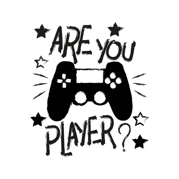 You Player Chalk Drawing Vector Graphics Controller Stars Text White — Stock Vector