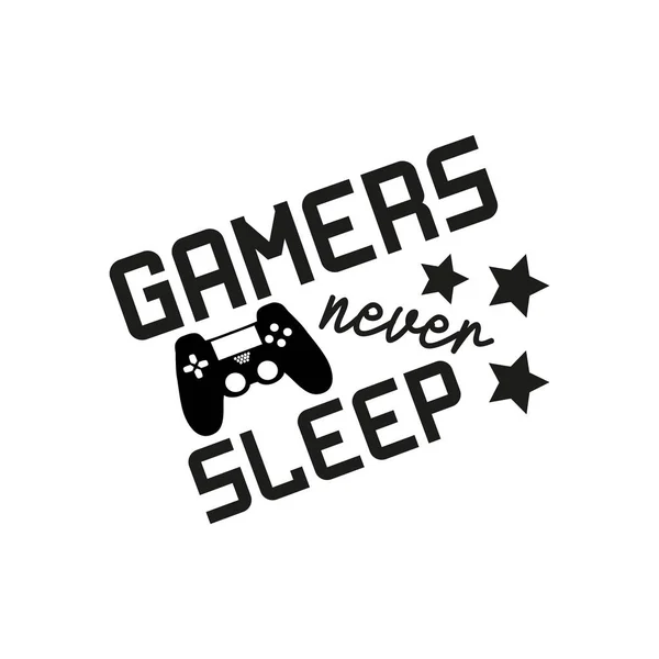 Gamers Slapen Nooit Tekst Controller — Stockvector