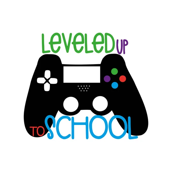 Leveled School Funny Text Black Controller White Background Vector Graphics — Stock Vector