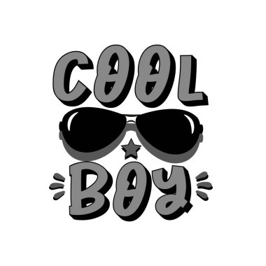 Cool Boy metin ve güneş gözlüğü tişört baskısı, poster, not defteri ve hediye tasarımı için iyi.