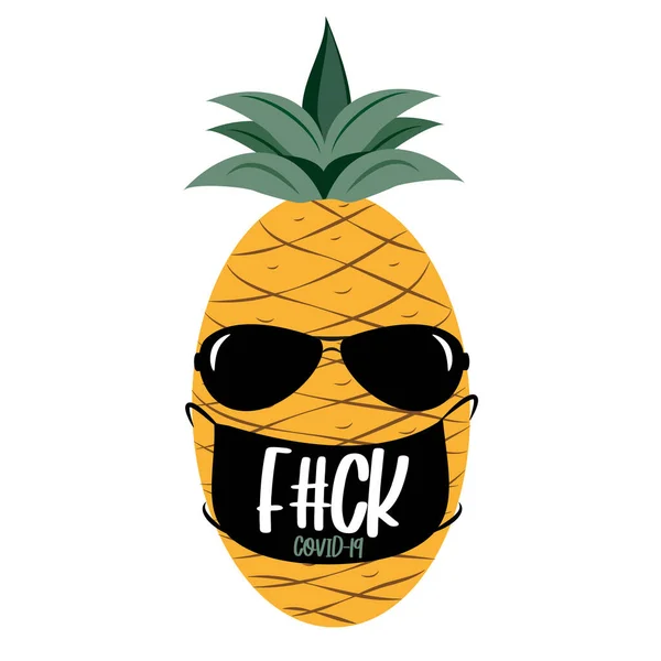 Fuck Covid Funny Text Pineapple Face Mask Corona Virus Funny — Stockový vektor