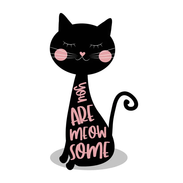 You Meow Some Syaing Cute Black Cat Good Shirt Print — стоковый вектор