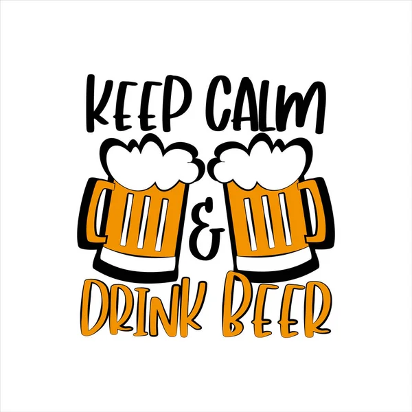 Gardez Calme Buvez Bière Dicton Drôle Tasses Bière Bon Pour — Image vectorielle