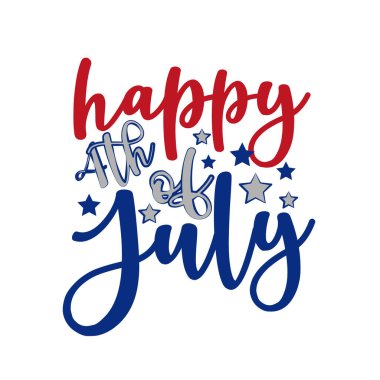 4 Temmuz 'unuz kutlu olsun - Bağımsızlık Gününüz kutlu olsun, harf tasarım illüstrasyonu. Reklam, poster, duyuru, davetiye, parti, tişört baskısı, poster, afiş.