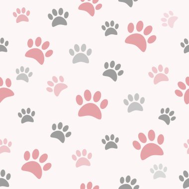 Dikensiz desenlerde sevimli kız pençesi izleri. Tekstil baskısı, duvar kağıdı, ambalaj kağıdı, hediye üzerine baskı için iyi..