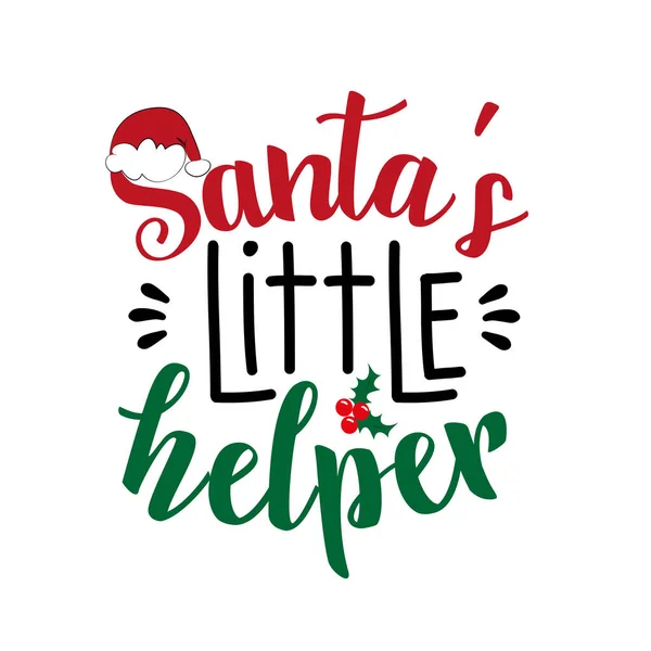 Santa Little Helper Weihnachtszitat Und Dekorationselemente Mit Weihnachtsmütze Und Mistel — Stockvektor