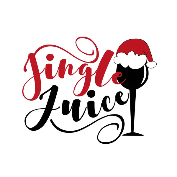 Jingle Juice Grappige Kersttekst Met Glas Kerstmuts Goed Voor Wenskaart — Stockvector