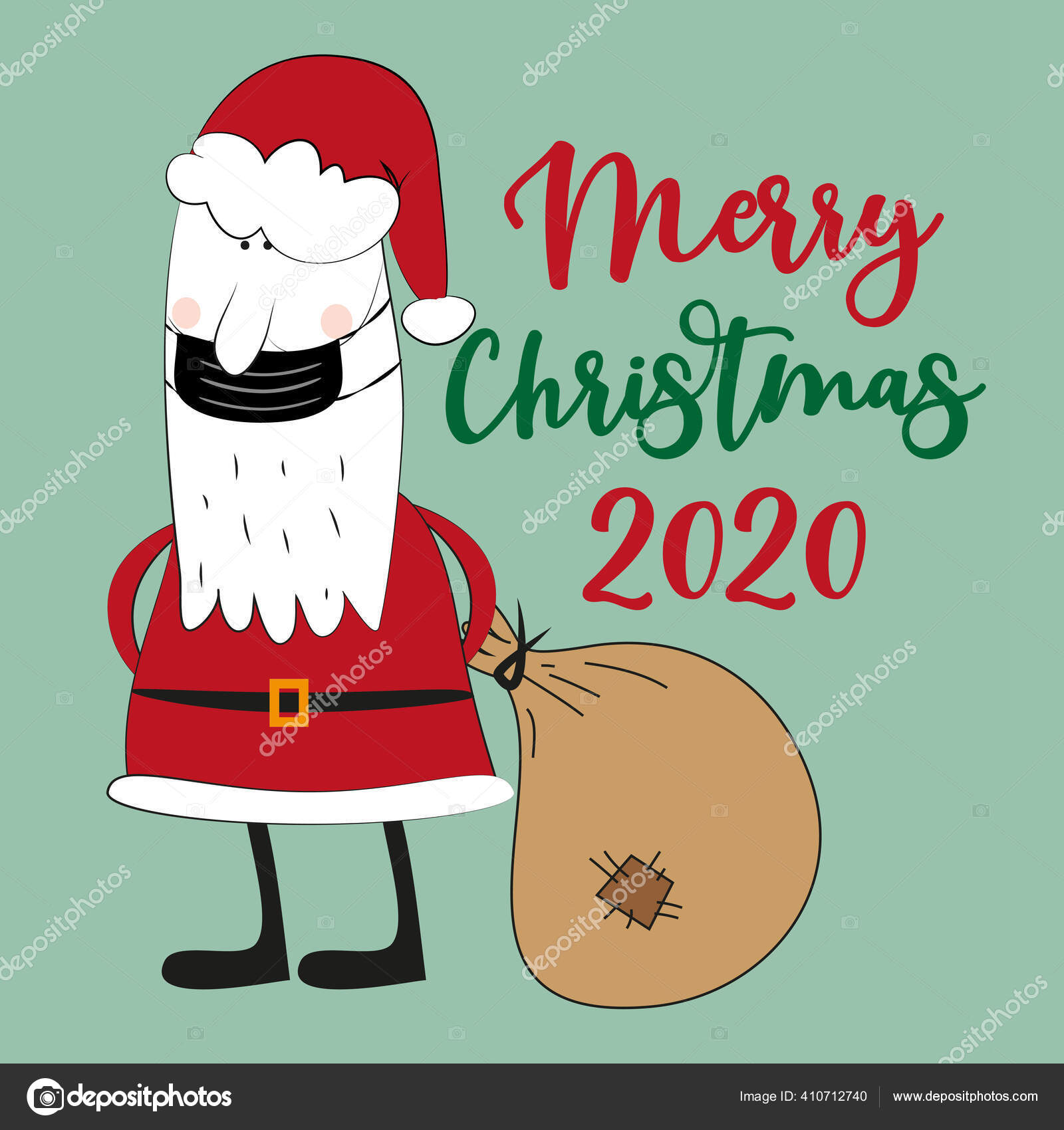 Merry Christmas 2020 Santa Claus Face Mask Funny Greeting Card Stock Vector  Image by ©reginatolgyesi1984@ #410712740