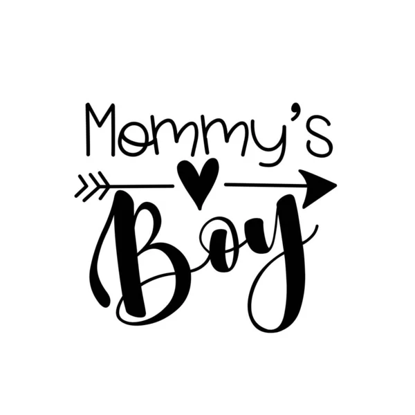 Mamma Boy Text Med Pilsymbol Bra För Gratulationskort Och Barnhuvor — Stock vektor