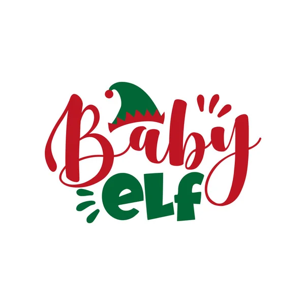 Bebé Elfo Uma Mensagem Natal Gira Bom Para Roupas Bebê —  Vetores de Stock