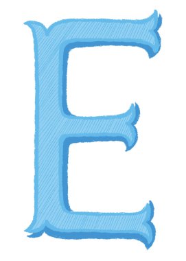 Beyaz arkaplanda E vektörü mavi harfi izole edildi