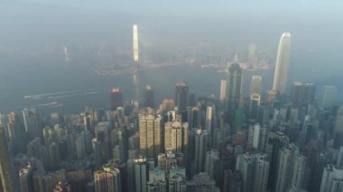 Hong Kong silueti ve Viktorya Limanı Hava 2