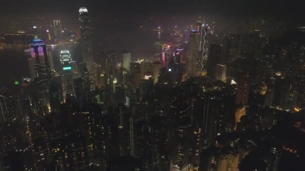 Φωτισμένος Ορίζοντας Χονγκ Κονγκ Και Βικτώρια — Αρχείο Βίντεο
