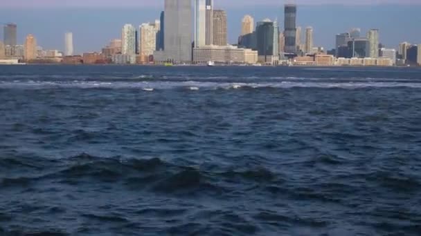 Jersey City Stadtsilhouette Der Morgenansicht — Stockvideo