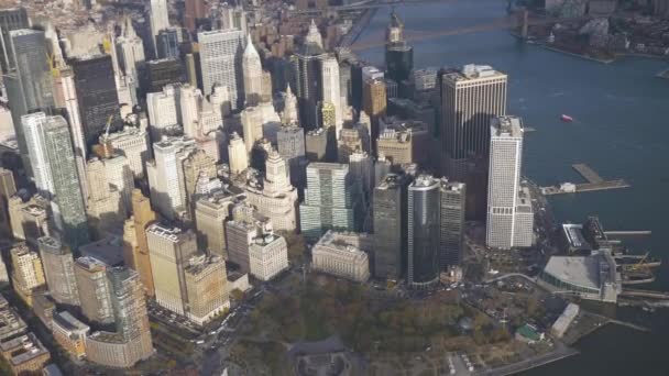 Lower Manhattan Battery Park Aerial View New — Stock Video
