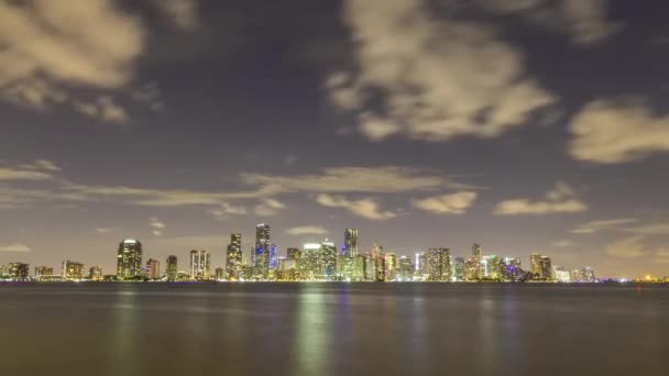 Miami Stedelijke Skyline Nachts Florida Verenigd — Stockvideo