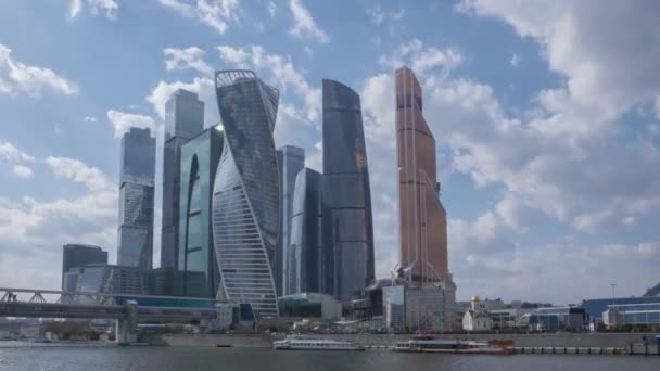 Moskoe Stad Business Center Blauwe Hemel Zonnige — Stockvideo